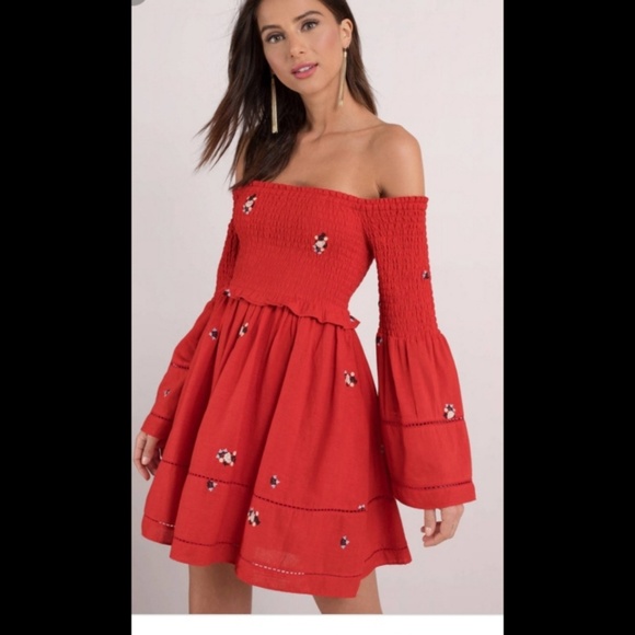 Free People Dresses & Skirts - New Free People Off Shoulder Red Dress Large
